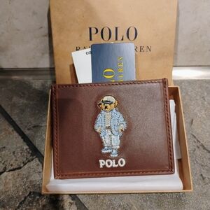 Polo by Ralph Lauren Brown Wallet with Bear Embroidery